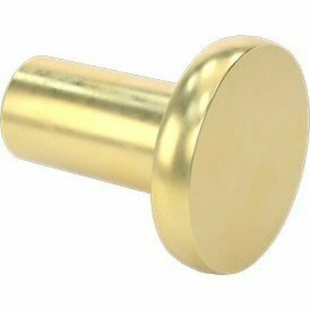 BSC PREFERRED Brass Flat Head Solid Rivets 3/16 Diameter for 0.281 Maximum Material Thickness, 50PK 97500A140